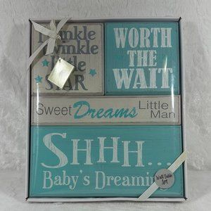 Maison Inspirational word quote block set Wall Table Art Baby Boy shower gift